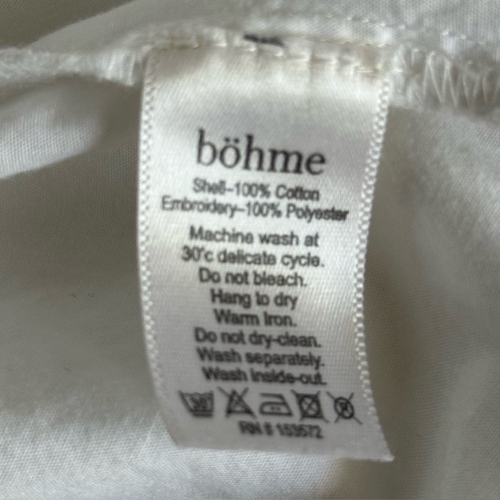 Bohme | White Embroidered Top Sz M EUC - Picture 9 of 12